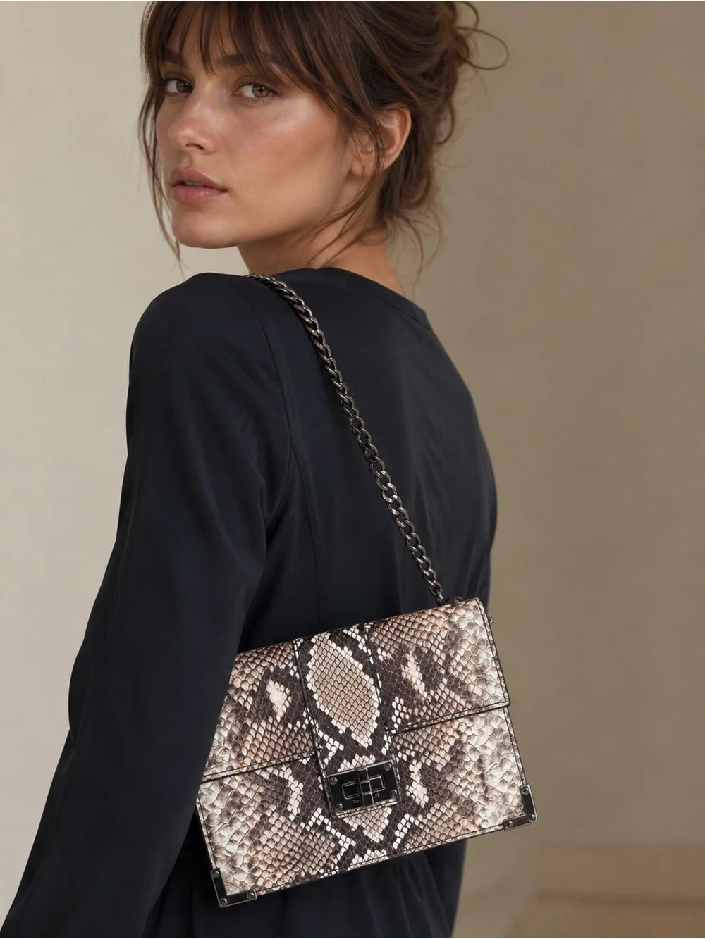 THE KOOPLES Emily Python Embossed Calf Leather Pouch Bag NWT MSRP $300